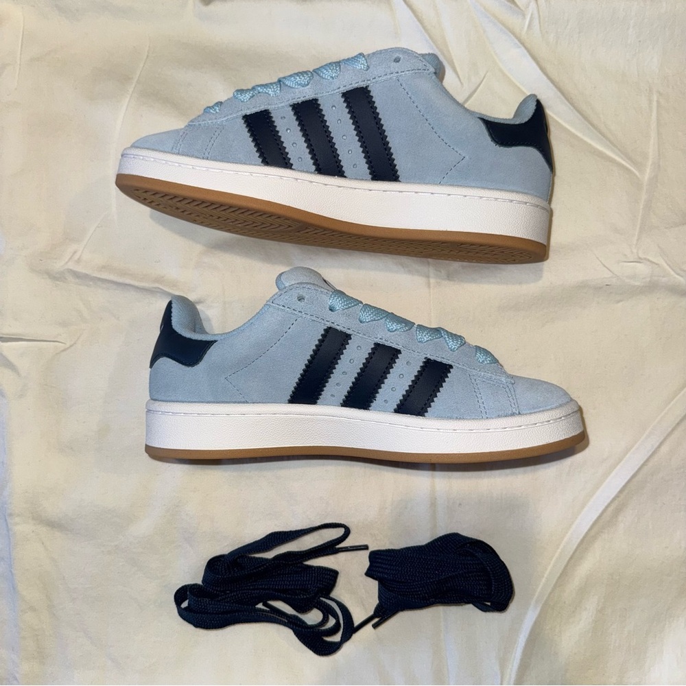 Adidas Sky Blue Sneakers with Dark Blue Accents